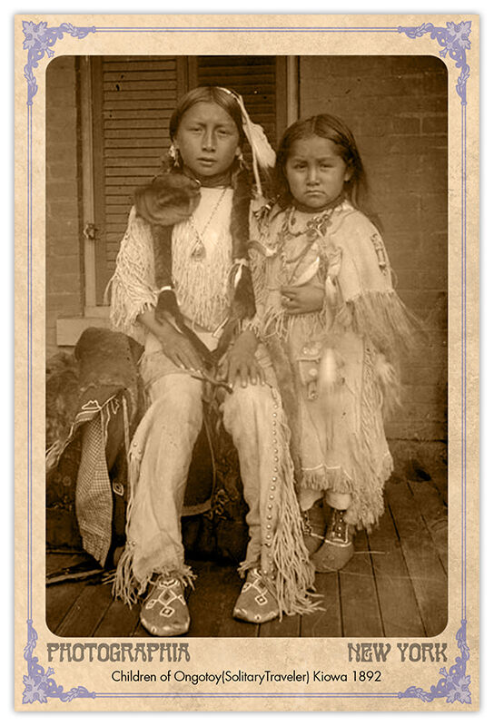 Kiowa Children 1892 Vintage Photograph A++ Reprint Cabinet Card CDV 