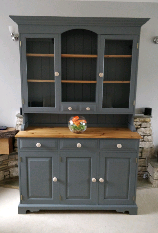 Solid chunky Pine Large GREY Welsh Dresser Sideboard kitchen RESTORED in Fareham, Hampshire