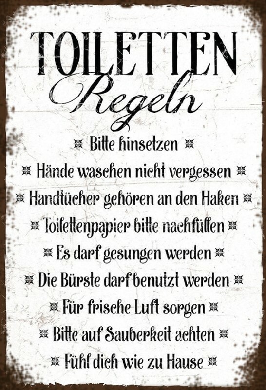 Blechschild 20x30cm gewölbt Toiletten Regeln WC Klo Deko Geschenk Schild