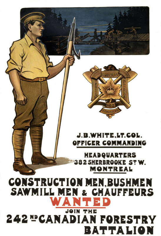 1915 Canadian Forestry Battalion Recruiting Poster #2-Art Print 13