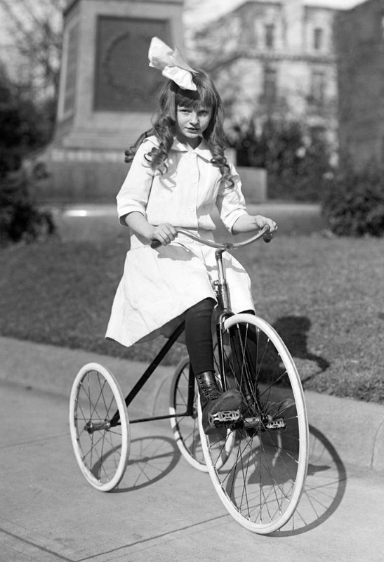 1913-1917 Helen Marye Riding Her Tricycle Old Photo 13" x 19" Reprint
