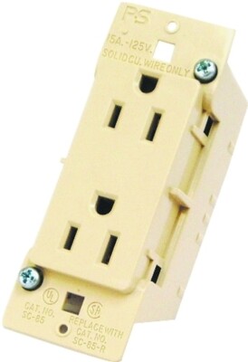 US Hardware E-102C Receptacle, 125 V, 15 A, 2-Pole, Ivory DUPLEX OUTLET 6441331