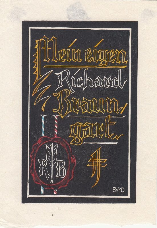 Exlibris Bookplate Coupe Jacob Buser-Kobler 1884-1945 Braungart Inscription