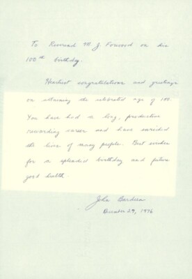 JOHN BARDEEN - AUTOGRAPH LETTER SIGNED 12/27/1976