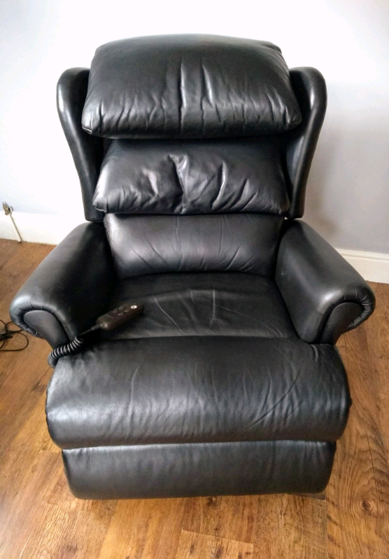 Sherborne Black Leather Electric Riser Recliner Armchair Can Deliver