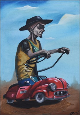 Cuban Art - Joyride by Osmel Fernandez Estevez 12 x 19