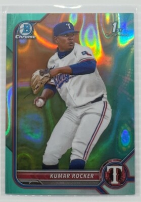 2022 Bowman Chrome Draft Kumar Rocker 1st Prospect Aqua Lava Refractor #191/199