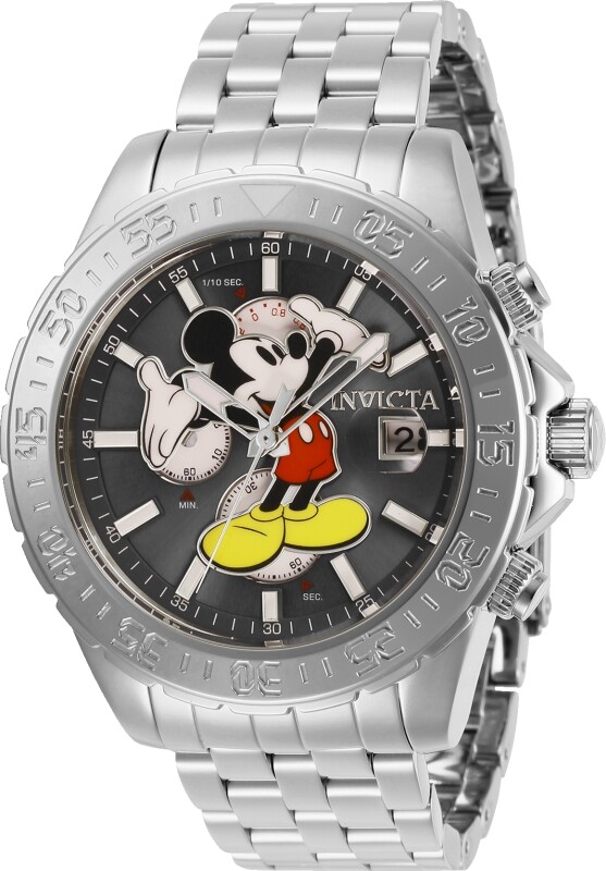 INVICTA INVICTA MICKEY 27374 ED 47MM HIGH POLISHED SILVER CHRONO DATE WATCH