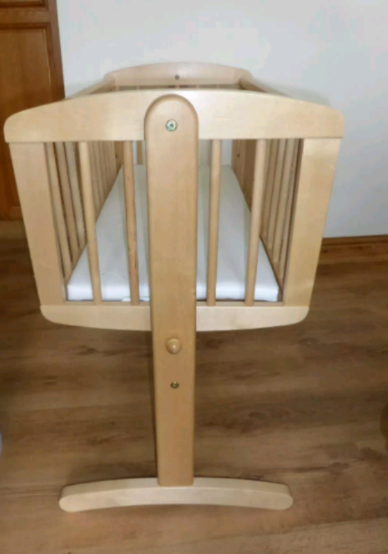 Mothercare Wooden swinging crib In Natural With Mattress in Erdington