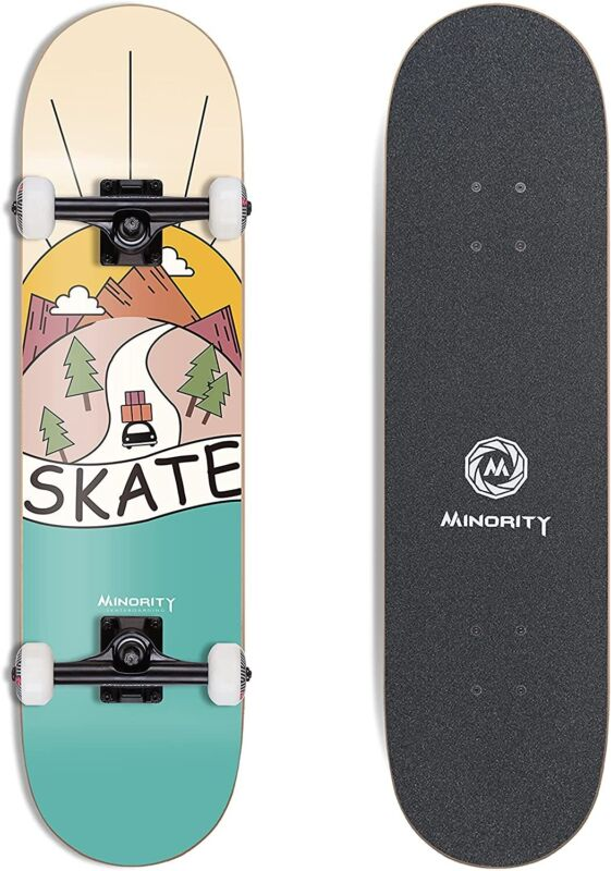 Minority 32inch Maple Skateboard|Trick Skateboard for Beginners, Sunset