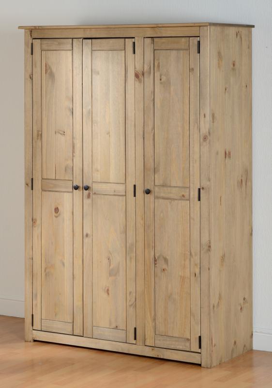 Panama 3 Door Pine Wardrobe - Panama Solid Wood Waxed 5 ...