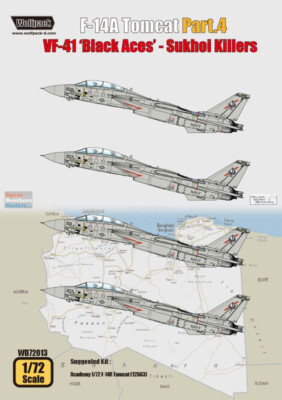 WPDDEC72013 1:72 Wolfpack Decal - F-14A Tomcat Part 4 VF-41 Black Aces Sukhoi