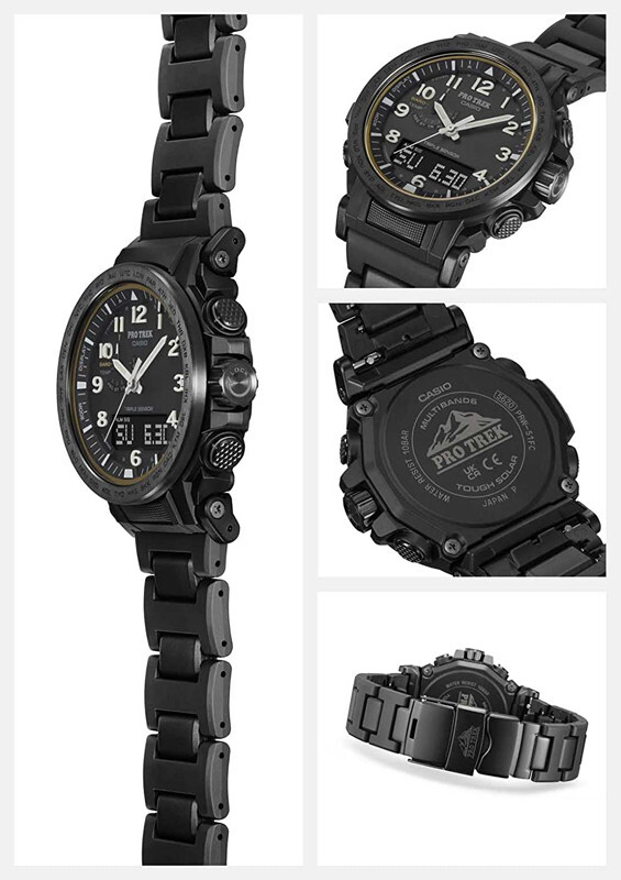 Pre-owned Casio Pro Trek Climber Prw-51fc-1jf Composite Band Compass Outdoor Men Watch