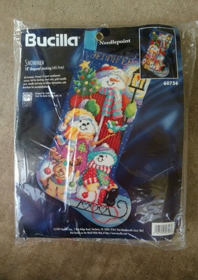 Bucilla Christmas Holiday Needlepoint Stocking Kit,SNOWMEN,60756,Gillum,Size 18