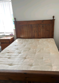 Solid double bed and mattress 