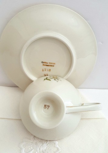 Vintage Cottier Freres Demitasse Tea Cup & Saucer Fine China made in Switzerland