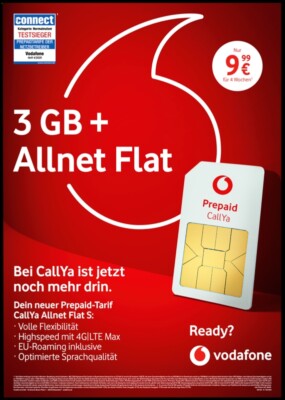 Flatrate ins Vodafone D2 Netz✔  3 GB  500 Mbit/s  4G LTE +Allnet Flat!!