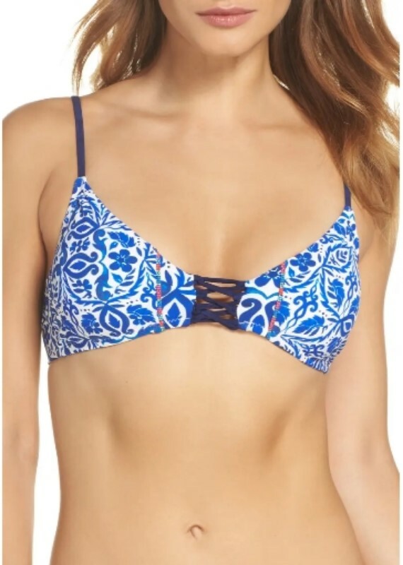 Nanette Lepore 262084 Women Talavera Enchantress Bikini Top Blue Size Small