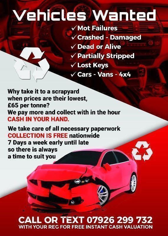 Vehicles Wanted Scrap Cars Wanted Fast Collection Best Prices