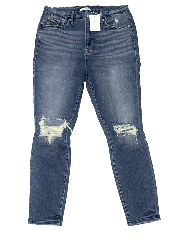 Good American GOOD LEGS CROPPED JEANS Distressed Knee 34