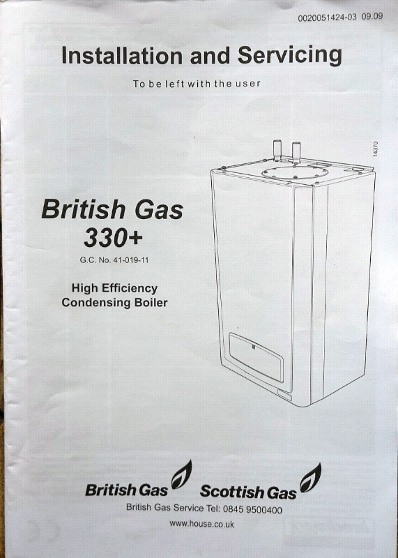 British Gas / Gloworm 330+ condensing boiler serviced by British Gas