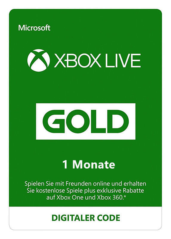 Xbox Live Gold 1 Monat Mitgliedschaft Karte MS Xbox One 1 Month Card Code