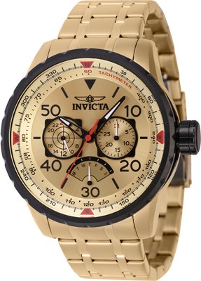 Invicta Men's 46984 Aviator Multi-function Gold Dial 48mm Stainless Steel Watch