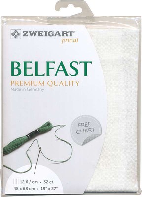 Zweigart Belfast Premium Quality Linen 32 Count 19''X27'' White