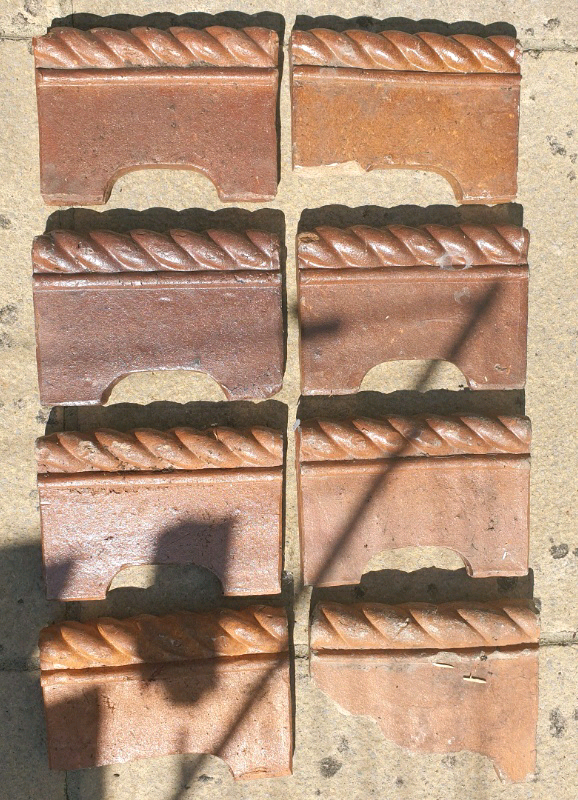 Victorian terracotta Rope Top / Barley Twist lawn garden edging tiles