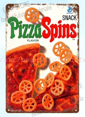 1960s Pizza Spins childhood breakfast cereal food snack metal tin sign