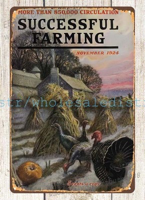 1924 Successful Farming turkey drying corn pumpkin metal tin sign modern decor
