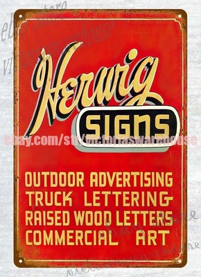 herwigs signs advertising lettering metal tin sign indoor outdoor