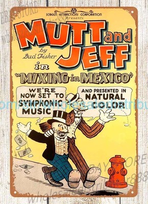 1950s Mutt Jeff Cartoon metal tin sign home kitchen art lodge cafes