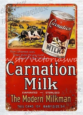 CARNATION MILK cow cattle farm food metal tin sign collector reproductions