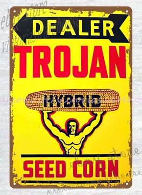 Trojan Hybrid Seed Corn Dealer Farm metal tin sign classic reproductions