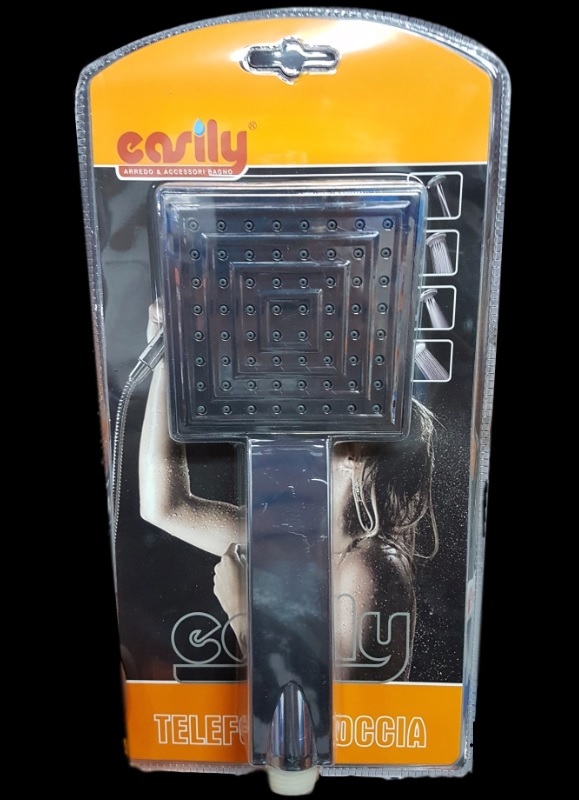 Bagno Doccetta Doccino Soffione Doccia Cornetta Cromata Quadrata Moderno dfh