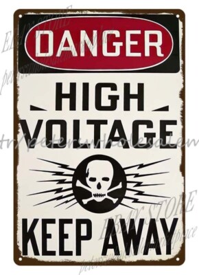 DANGER HIGH VOLTAGE KEEP AWAY SKULL AND CROSSBONES metal tin sign house wall art