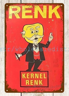 1970s Renk Seed Corn cottage Barnyard farm metal tin sign home decor sites