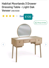 Moorlands Dressing Table with 3 draws and mirror only £120. RBW Cleara