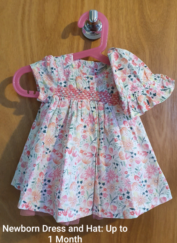 NUTMEGBaby Girl Dress and Hat Set Up to One Month in Hadleigh