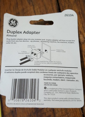GE Duplex In LIne Adapter 2 Lines From 1 Line Cord Almd