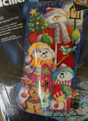 Bucilla Christmas Holiday Needlepoint Stocking Kit,SNOWMEN,60756,Gillum,Size 18