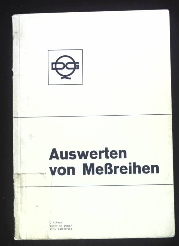 Auswerten Von Messreihen. Passmann, Wilhelm: