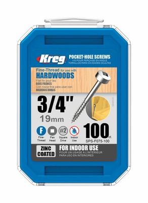 Kreg No. 6 x 3/4 in. L Square Zinc-Plated Pocket-Hole Screw 100 pk -Pack of 1