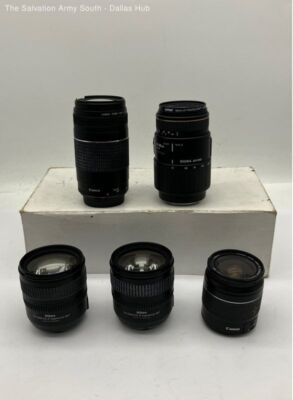 Lot of 5 Assorted Auto Focus Camera Lenses - Canon Nikon Sigma Not Tested As Is