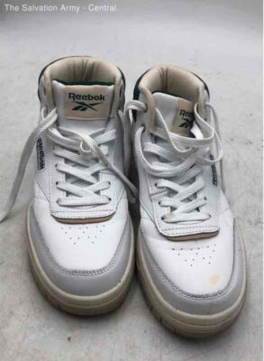 Reebok Womens Tech T Geo Classic Hi White Green Lace-Up Sneaker Shoes Size 7.5