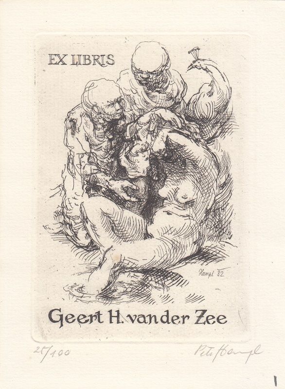 Exlibris Livre D'Art Radierung Petr Hampl Femme Acte 4