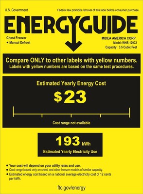 midea WHS129C1 Single Door Chest Freezer 35 Cubic Feet White