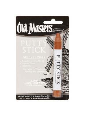 Old Masters 32404 Medium Brown Putty Stick 0.5 oz. for Vinyl/Leather Projects