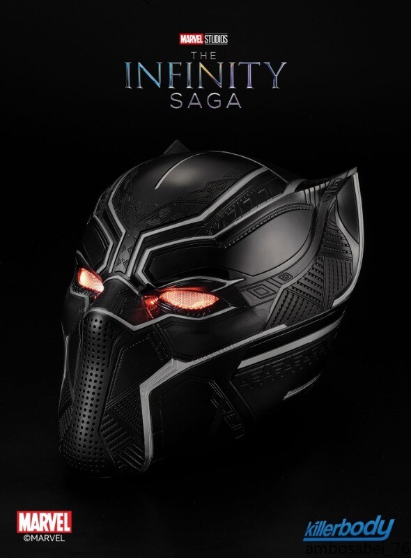 Pre-owned Marvel Comics Black Panther Helmet Touch Eye Light Wearable Genuine Helmet Visor